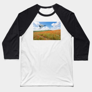 Avro Vulcan B2 bomber over a field of red poppies Baseball T-Shirt